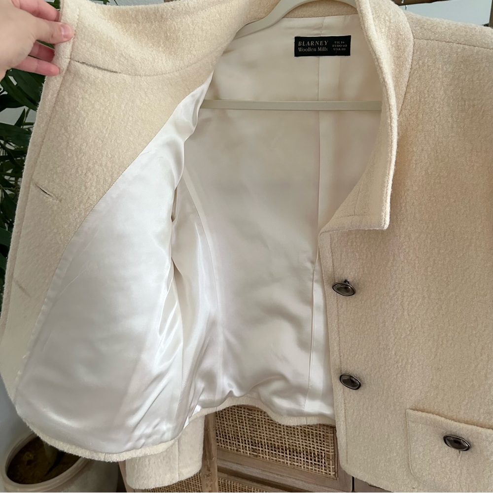 Blarney Beige 100% Wool Coat Sz Large - Picture 3 of 9
